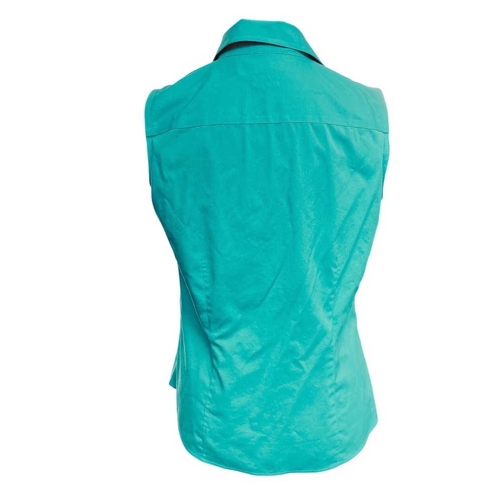 Alex Marie Wms Vibrant Turquoise Sleeveless Button Down Wrinkle Free Blouse 6 - Picture 2 of 8